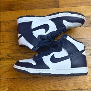 Nike Dark Blue and White High-Tops. Worn twice!